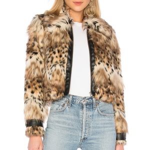 Majorelle x Revolve Kaelyn Coat Leopard Faux Fur Size Small